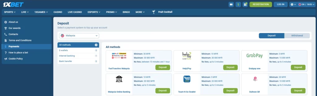 Deposit and Withdrawal Options